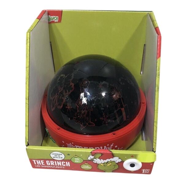 The Grinch New Green Christmas LED Shadow Lights Rotating Light Up Globe NEW - Picture 7 of 7
